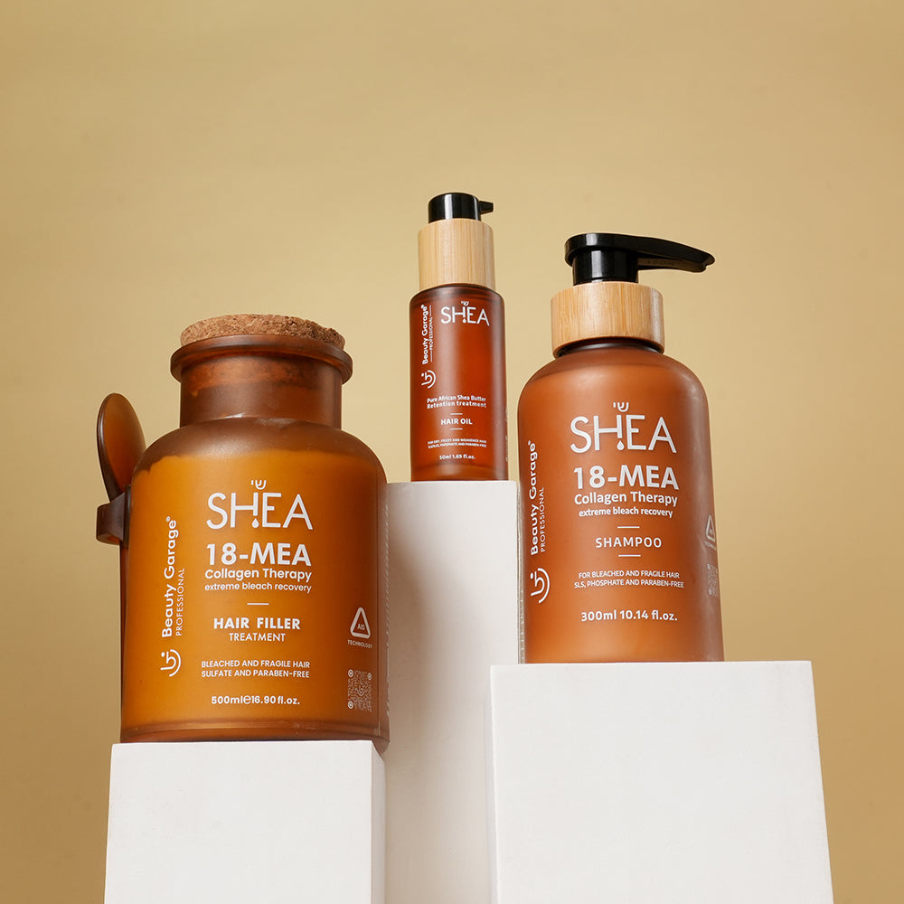 Shea Collagen Series—professional hair care range for deep hydration, strength, and enhanced hair elasticity.